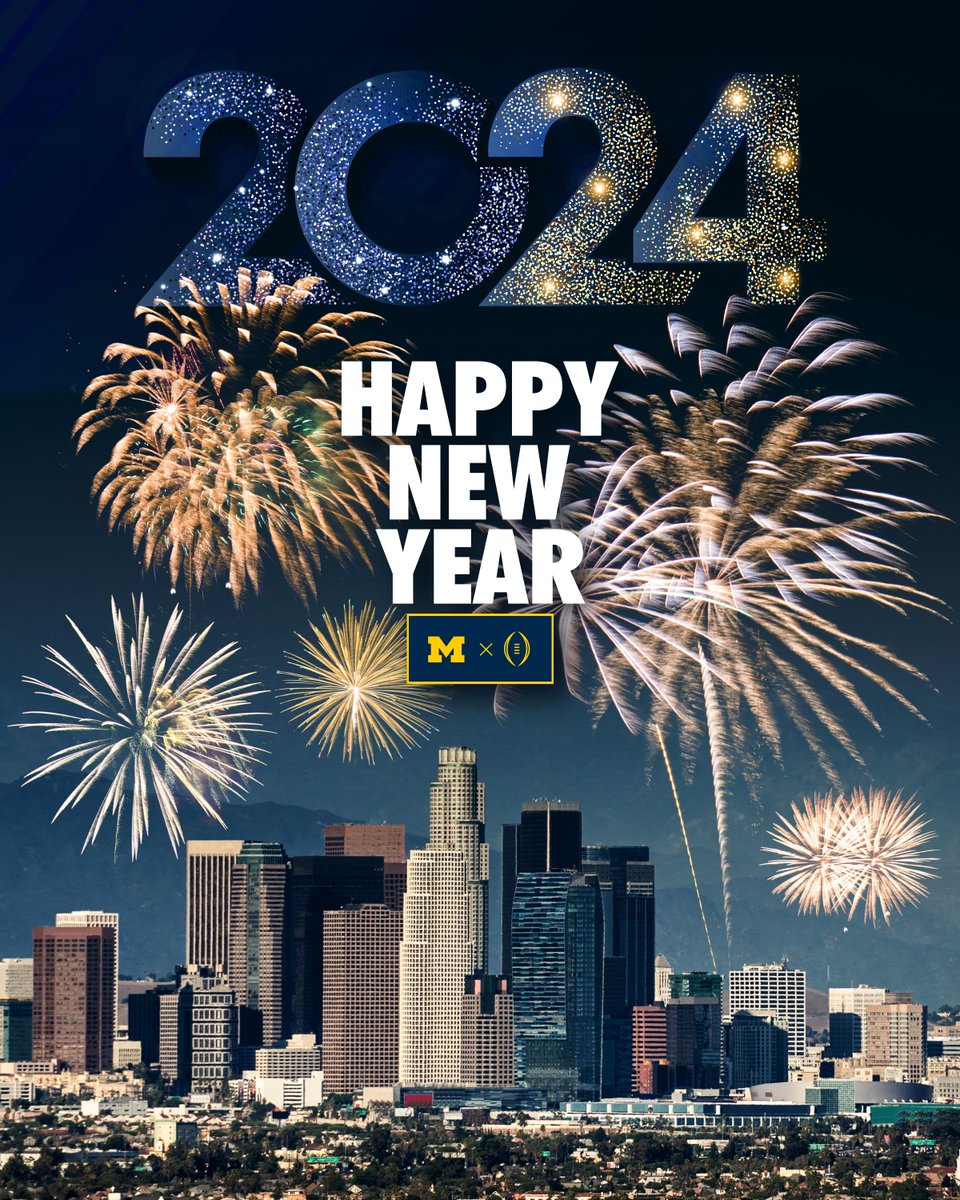 UMichFootball's tweet photo. From LA, to Ann Arbor, and to Wolverines everywhere, here's to a great 2024!

#GoBlue https://t.co/jBFZ1JVLia