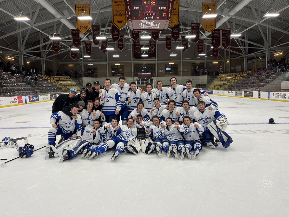 UNEhockey's tweet photo. Wrapped up 2023 by winning the Northfield Savings Holiday Tournament at Norwich after beating both Wesleyan and Norwich 2-1. See you next year! https://t.co/4R5WN7KeGX
