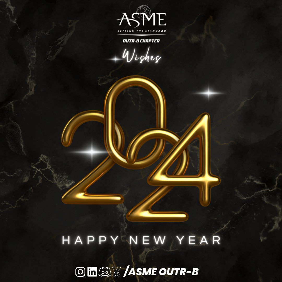 ASME_outr's tweet photo. ASME OUTR-B Chapter wishes you a road full of adventures, innovation &amp; thrilling journeys in the coming year. May every mile bring success, camaraderie &amp; the joy of the open road. Happy New Year to our dynamic members – let's accelerate into 2024 with passion and horsepower! 🎉🥳 https://t.co/mylnX0gTGN