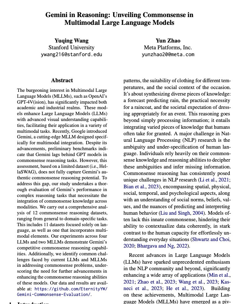 AK on X: 'Gemini in Reasoning: Unveiling Commonsense in Multimodal ...