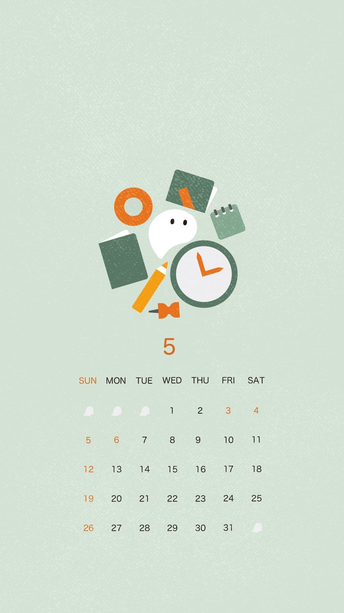 5月のカレンダーだよ！
文房具とおばけ👻✎

#おばけパズルのカレンダー壁紙2024