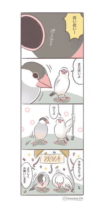 今年もどうぞよろしくお願いします
皆さまに穏やかな時間が流れますように✨
#文鳥 
#4コマ漫画 