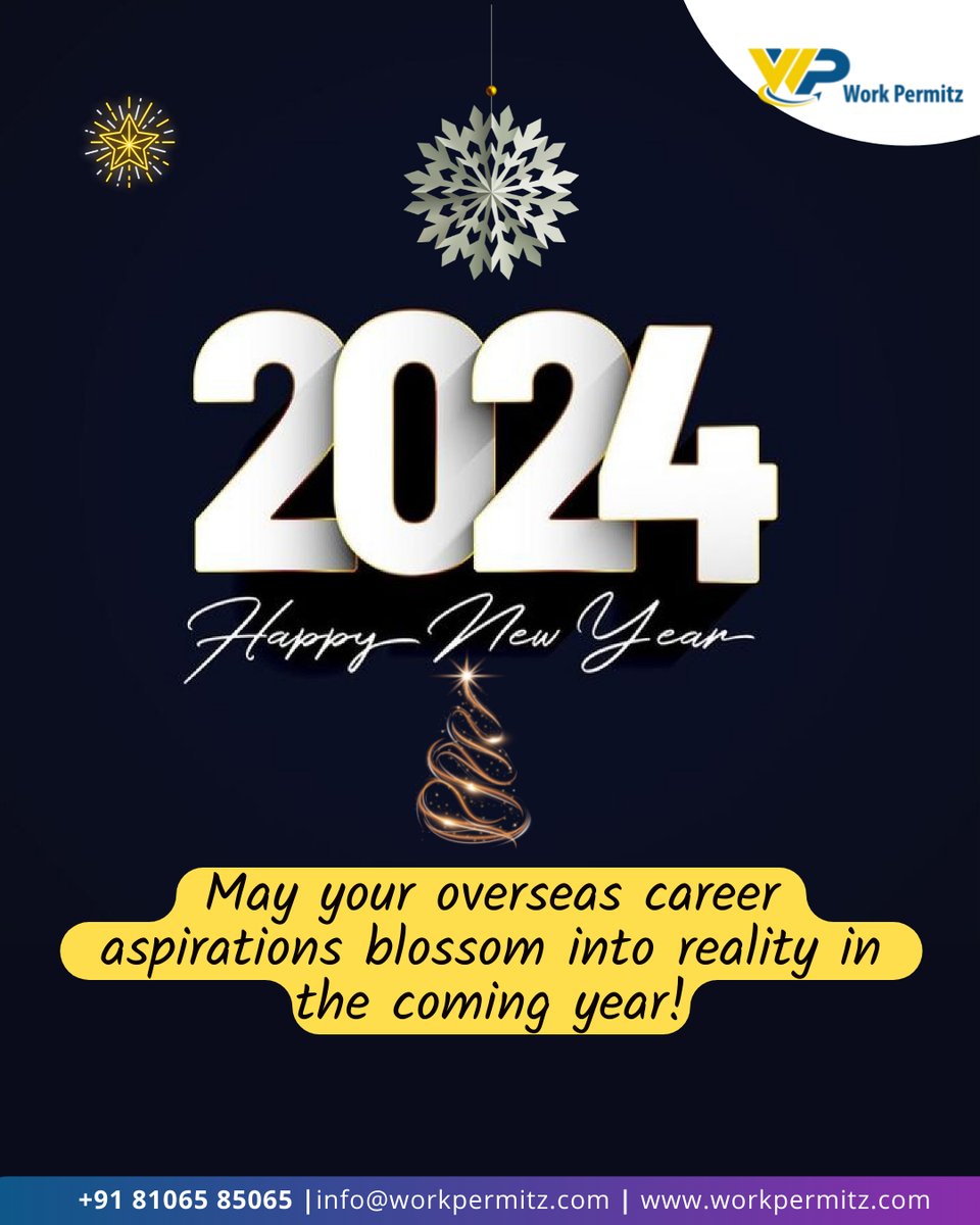 workpermitz's tweet image. Wish you a Happy New Year
May your aspirations of working abroad blossom into reality this New Year!
#HappyNewYear2024 #workpermitz