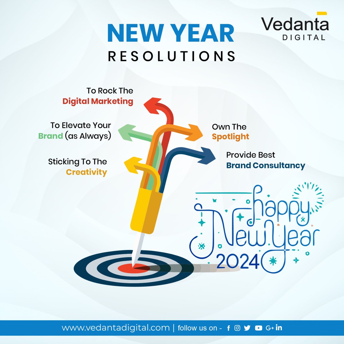 VedantaDigital's tweet photo. 🎉 #HappyNewYear2024

Ready to elevate your digital presence in 2024?

#VedantaDigital is geared up for another year of creating impactful strategies

Lets conquer the digital world together

#HappyNewYear #NewYear #NewYear2024 #digitalmarketingraipur #socialmediamarketingraipur https://t.co/Owb5qADRfR
