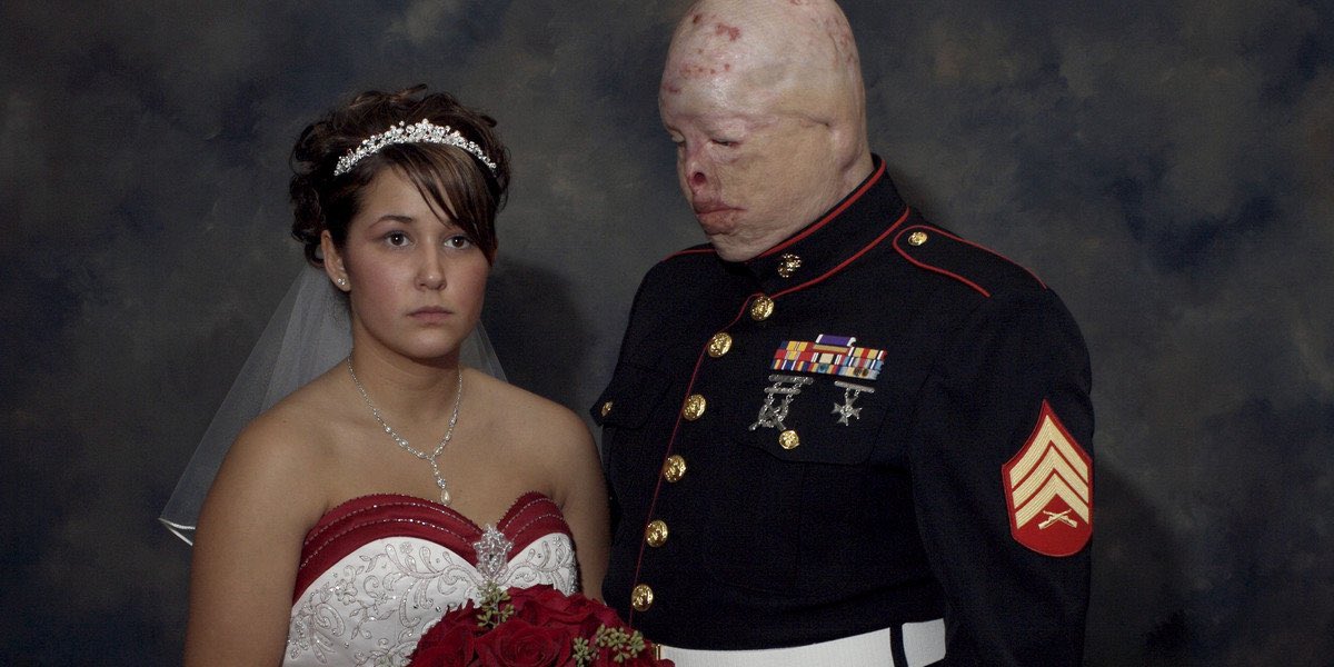 Here’s Marine Staff Sergeant Tyler Ziegel marrying his girlfriend whom he met before Iraq. They divorced a year later. 

The VA cut his benefits from $4000 to $2700 a month—Ty Ziegel died in 2012 from an overdose of alcohol and morphine.

No “woke” stuff. Just good ol’ Uncle Sam.