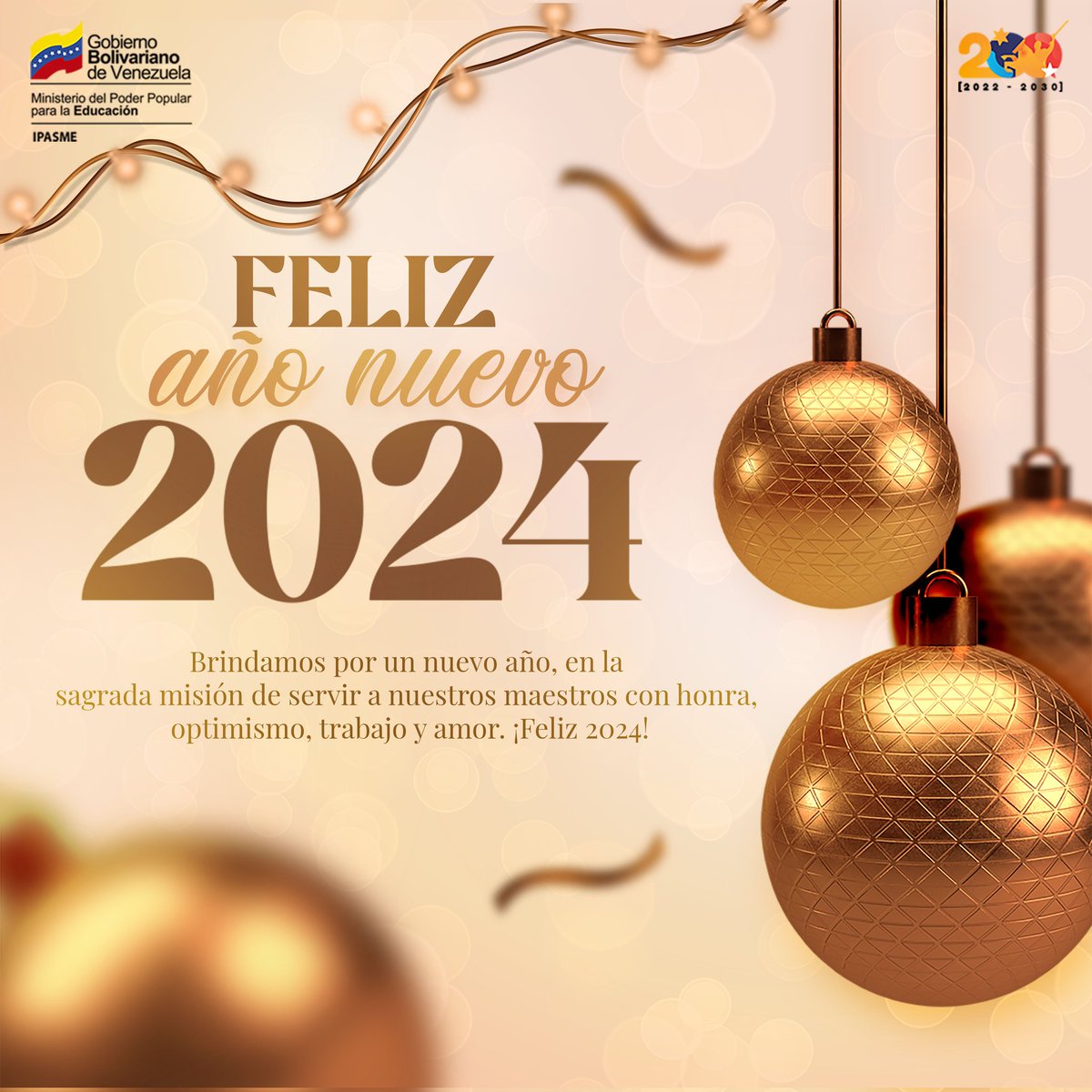 Que la dicha y la prosperidad reinen en cada hogar venezolano, brindamos por un nuevo año lleno de oportunidades. En el 2024, seguiremos dando salud a manos llenas.

¡Toda la familia educativa venezolana cuenta con nosotros!

#BuenaEstrella2024
<a href="/NicolasMaduro/">Nicolás Maduro</a>