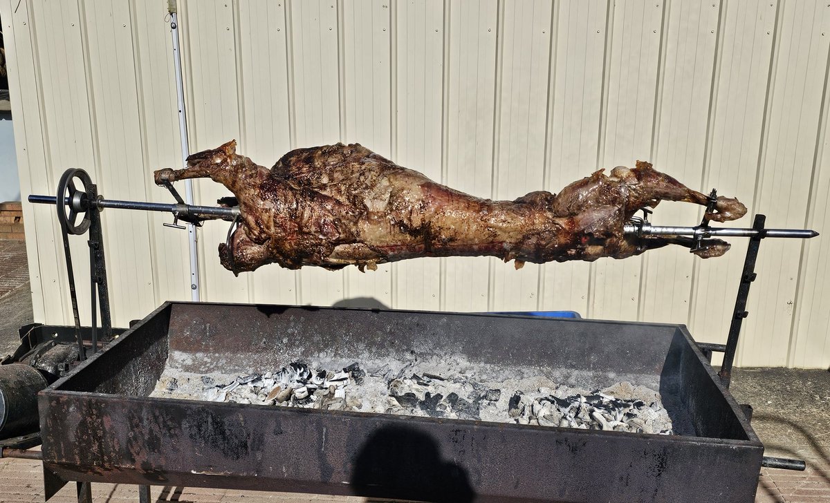 Starting the new year with the best way possible, lamb on a spit.