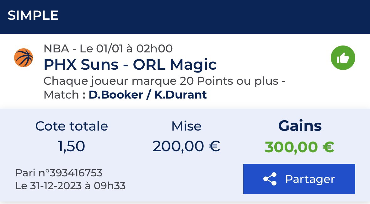 theo69prono's tweet photo. Bilan #NBA cette nuit

Public⬇️
Wemby +2.5 passes @1.68 ✅
KD/Booker 20 @1.50 ✅

@Theo69Pass ⬇️
5/5✅ +4.14%📈

PERFECTTTT ICI ET DANS LE PASS 🔥 
On commence bien 2024 je crois, go tout casser cette année

Qui à suivi ????
Balancez vos tickets en com ⬇️

♻️❤️ si t’as encaissé https://t.co/6FTkYFgC2U