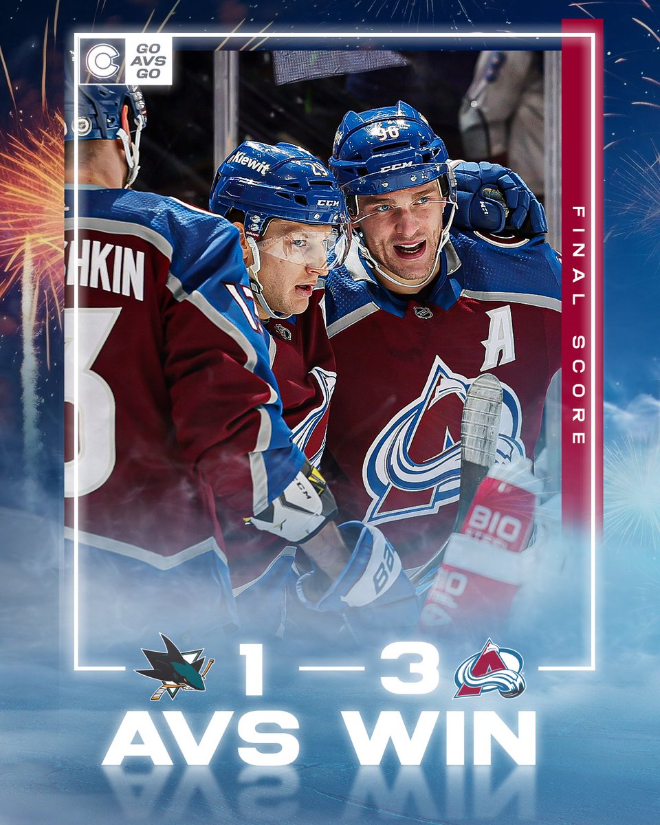 Avalanche's tweet photo. Closing out 2023 with a W 🎉

#GoAvsGo https://t.co/ewn1UOPKVH