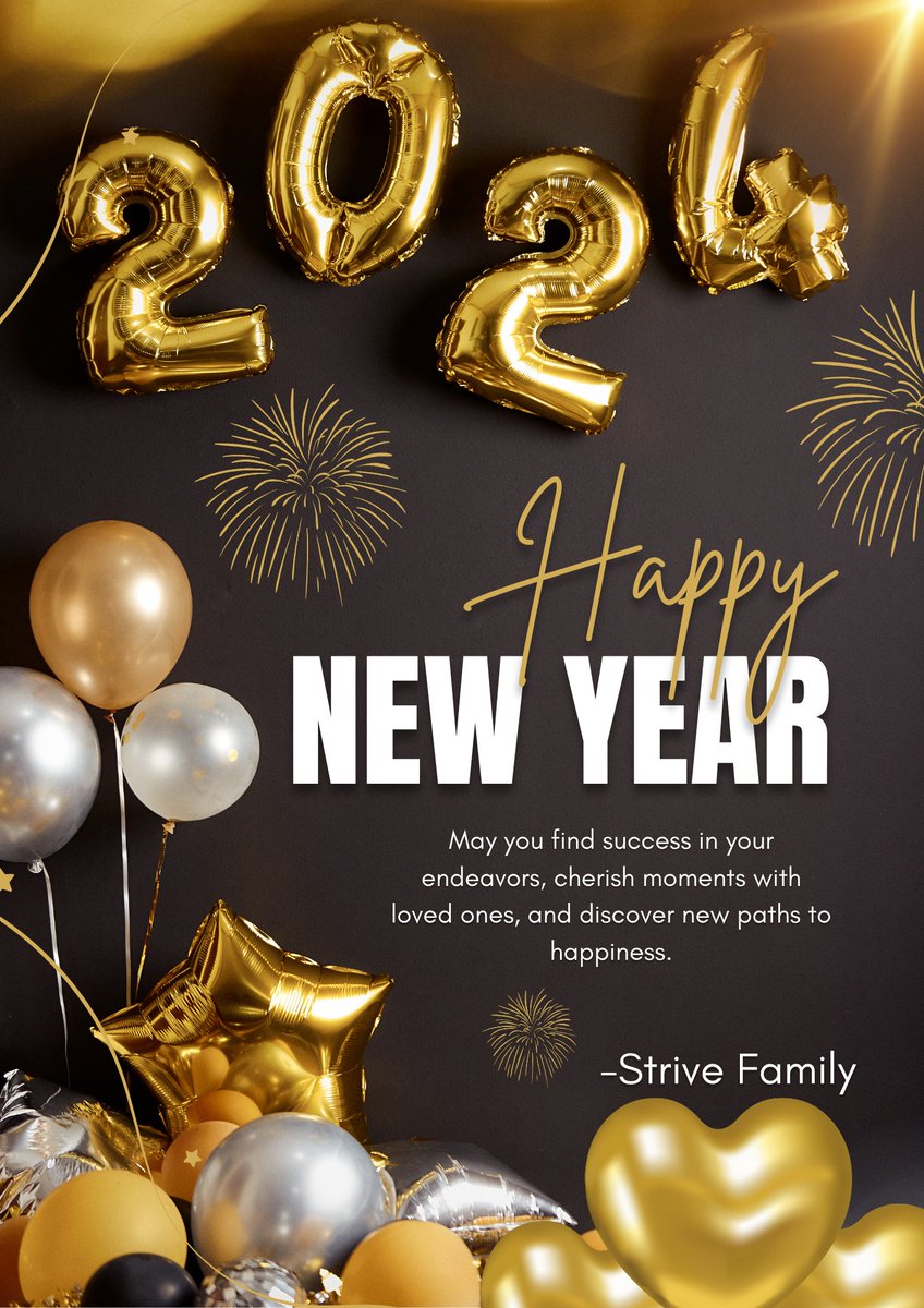 strive4wealth's tweet photo. Cheers to a fresh start and a year full of exciting possibilities! Sending you warm wishes for a Happy New Year filled with love and joy.

-Strive Family https://t.co/G943w7QlOE
