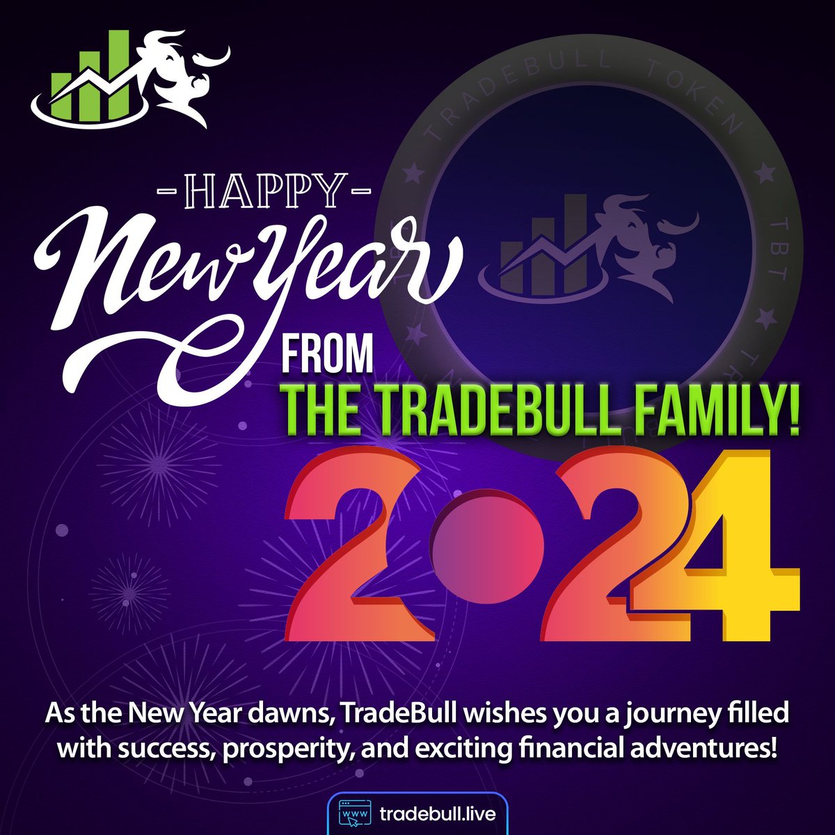 TradeBull_TBT's tweet photo. 🎉✨ As the New Year dawns, TradeBull wishes you a journey filled with success, prosperity, and exciting financial adventures! 🚀 May each trade bring you closer to your goals and every investment be a step towards financial greatness. #NewBeginnings #FinancialSuccess #TradeBull https://t.co/Tx3gmRNBER