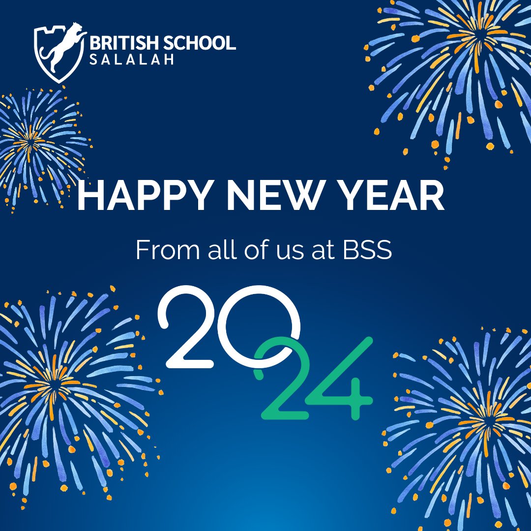 Wishing our BSS Community a very Happy and Peaceful New Year!

#WeAreBSS #BSSAKindSchool #BestForTheWorld #EveryoneCan #Kindness #Courage #Excellence #Innovation #NotForProfit #Over50YearsInSalalah #BritishInternationalEducation #UKTrainedTeachers #AdmissionsOpen