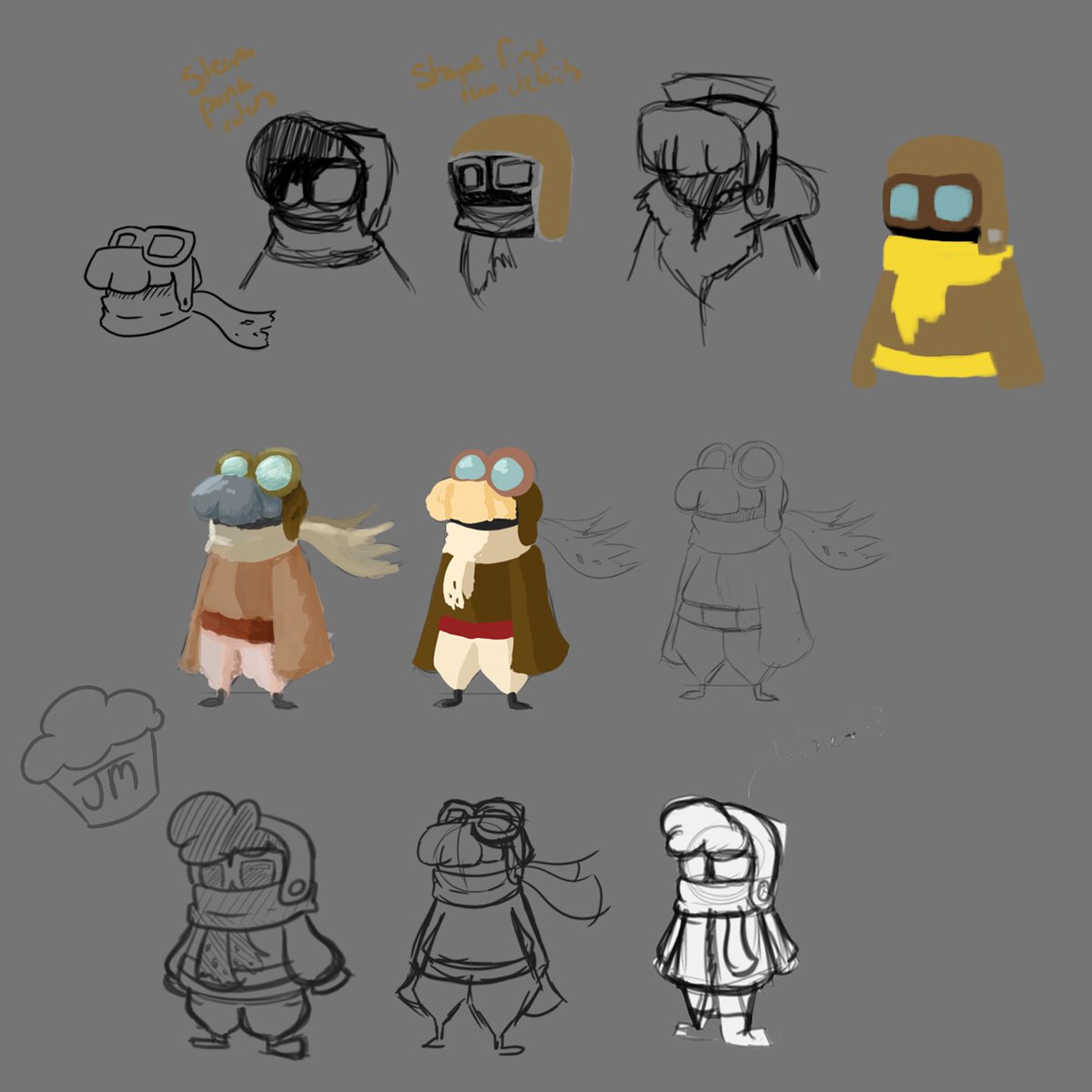 Some Character designs I cooked up this semester. It was fun because I got to mess with different approaches and styles with these two projects.