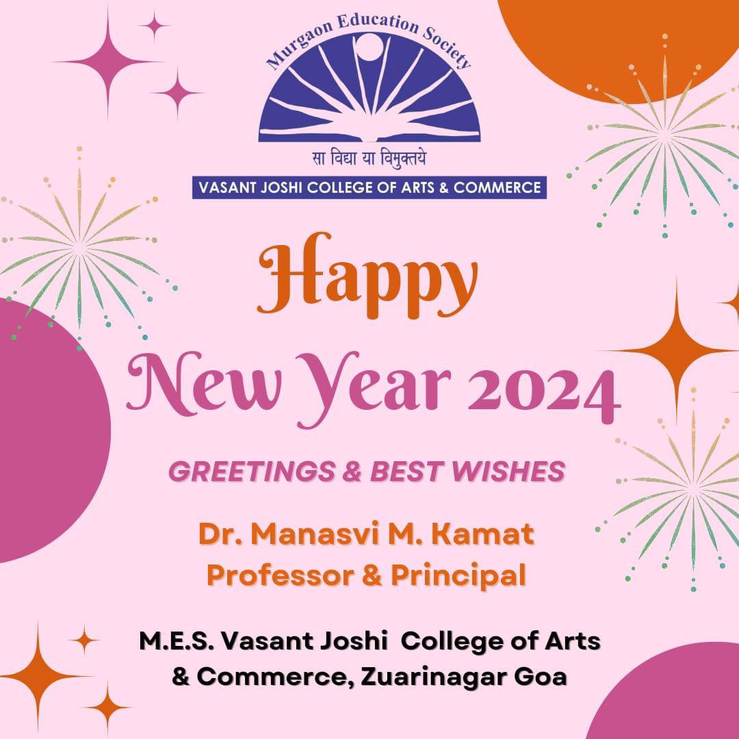 mes_arts's tweet photo. MES Vasant Joshi College wishes  you a brilliantly shining 2024. https://t.co/m0IQj8abMY