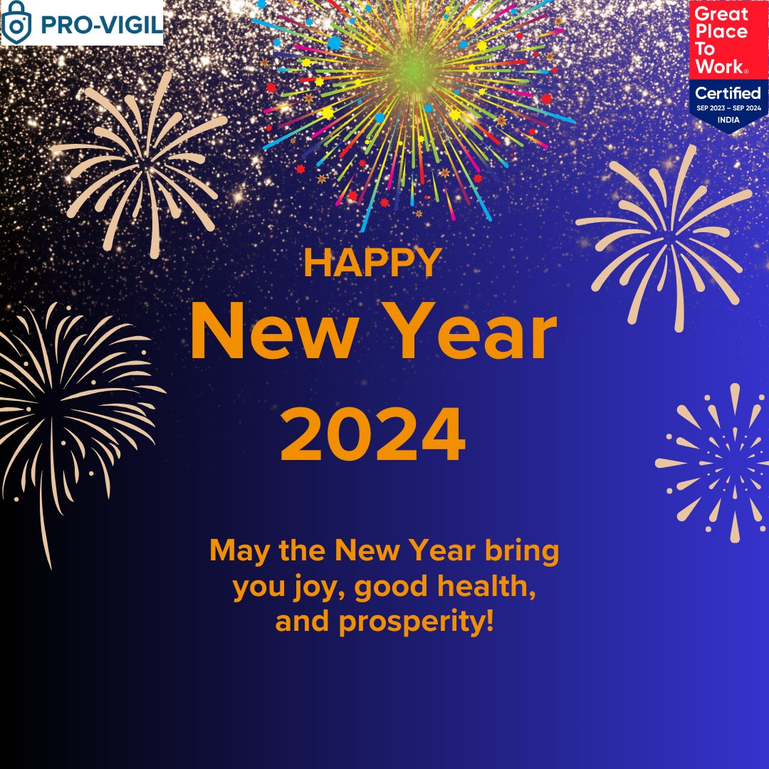 ProVigilIndia1's tweet photo. Entering the New Year, Pro-Vigil Surveillance Services extends wishes for a year filled with prosperity, joy, and success. Happy New Year!
#NewYear2024 #HappyNewYear #2024 #NewYearWishes https://t.co/oFs9cFHFQ2