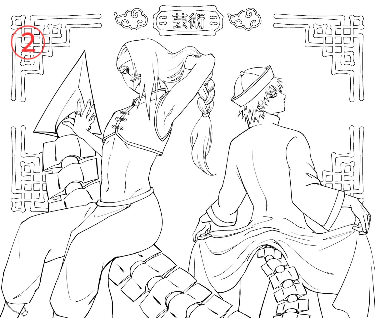 ①つゆさんラフ→②quai線画
③quaiラフ→④つゆさん線画

つゆさんのラフが既に完成されてて、自分では描いたことが無い構図でめちゃくちゃ勉強になりました!🙏✨
そして私のラフからこんなに美しい線画への劇的変化に何と言うことでしょう…が脳内に流れまくりました〜🤣💕 