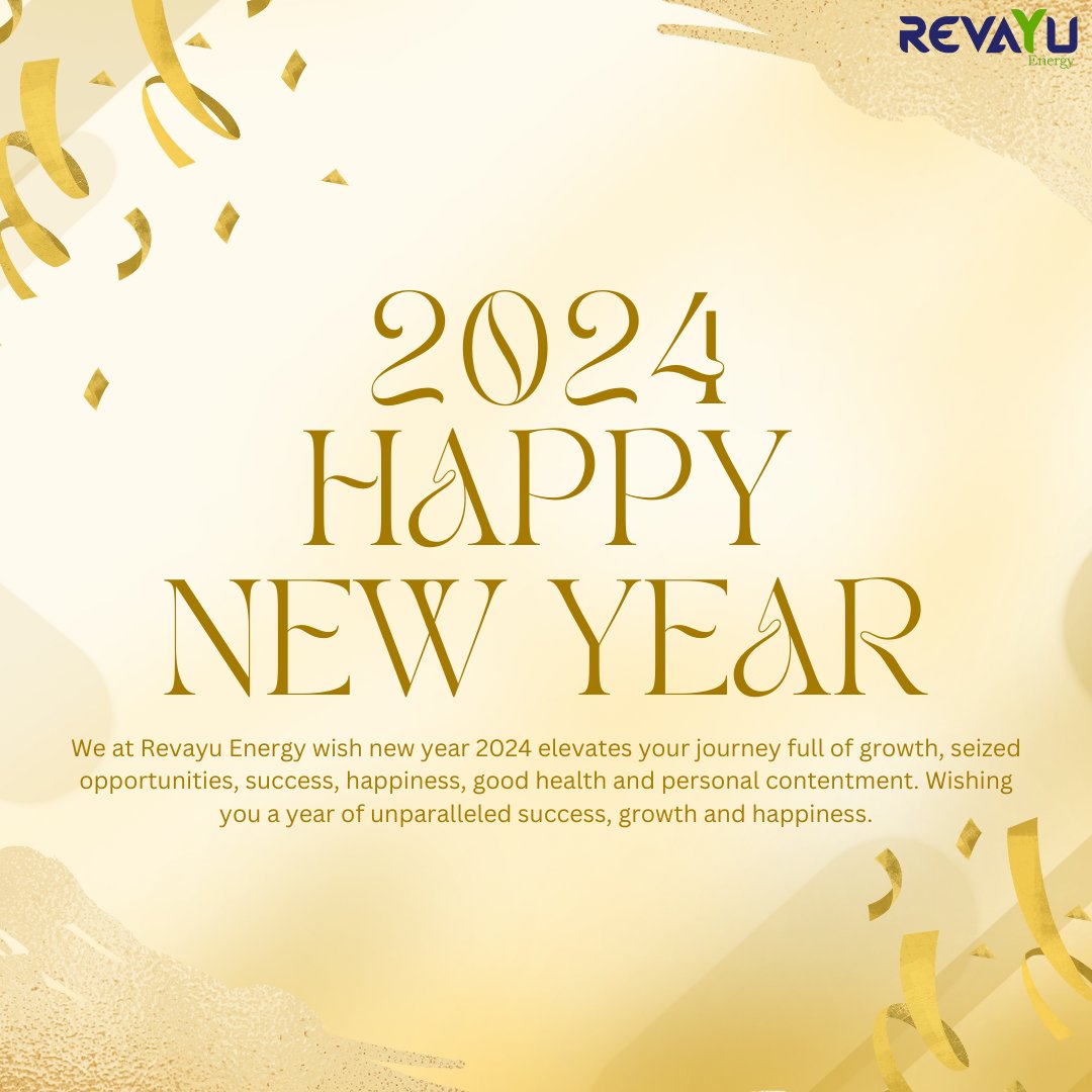 RevayuEnergy's tweet photo. We at Revayu Energy wish new year 2024 elevates your journey full of growth, seized opportunities, success, happiness, good health and personal contentment. Wishing you a year of unparalleled success, growth and happiness.

#RevayuEnergy #NewYear2024 https://t.co/DEgeOsxT8V