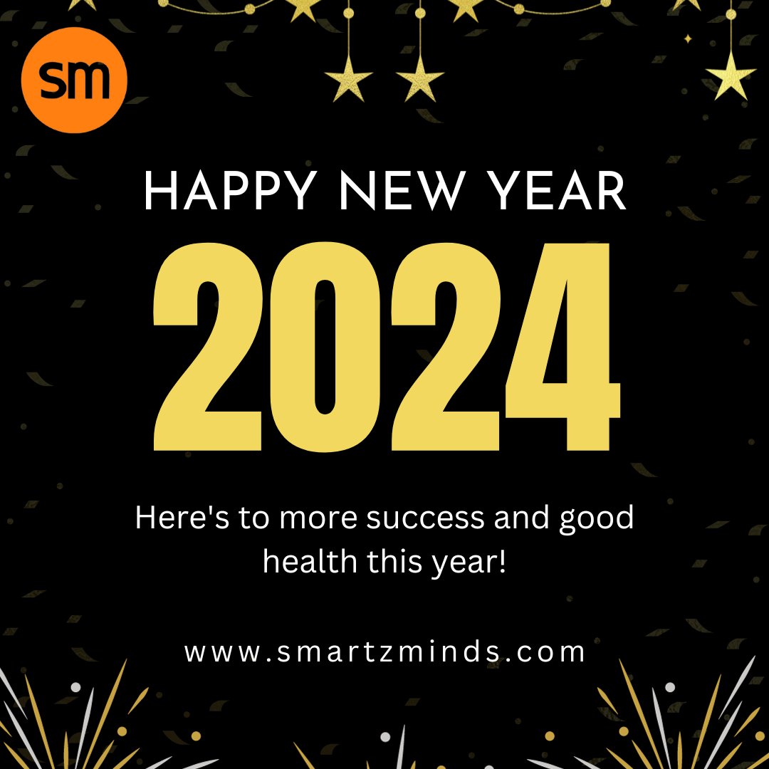 SmartzMinds's tweet photo. Cheers to a year filled with brilliance, growth, and endless possibilities! 🎉✨ Happy New Year 2024 from all of us at Smartz Minds. Let's make it a year of smart choices and brighter minds! 🚀 

#NewYear2024 #SmartzMinds #HappyNewYear #Enjoy #EnjoyNewYear https://t.co/VWpyOyTC8L