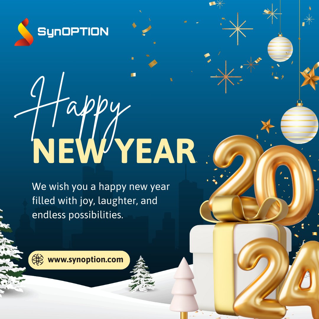 SynoptionTech's tweet image. Here&apos;s to 2024 – a year of growth, laughter, and unbridled joy. May it be a year where dreams take flight and resilience knows no bounds. Happy New Year to you and your loved ones! 🎊✨

_________________
#happynewyear #newyear2024 #synoption