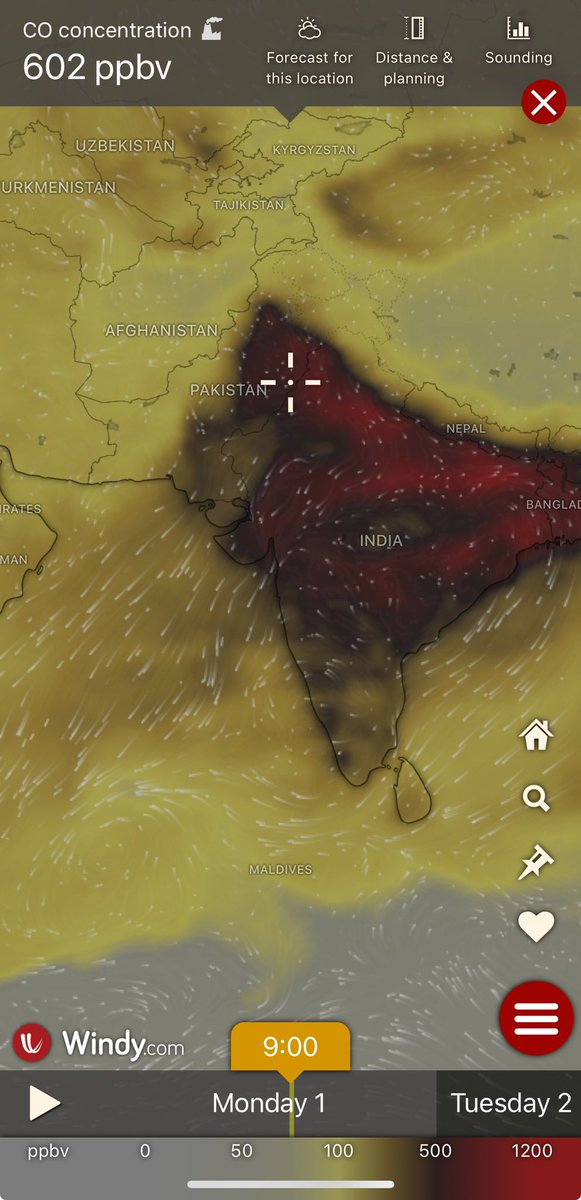 CO2 ppbv is dangerously high in the entire subcontinent. What even are we breathing 😮‍💨 What do we need to do to curb this? #Lahore #Pakistan