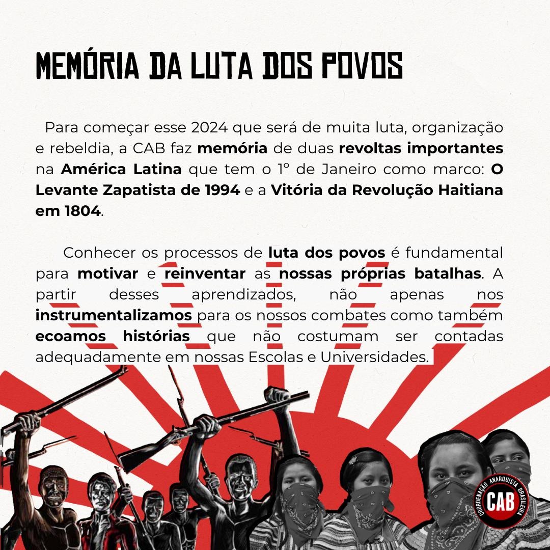 cabanarquista_'s tweet image. 1° de janeiro é dia de luta