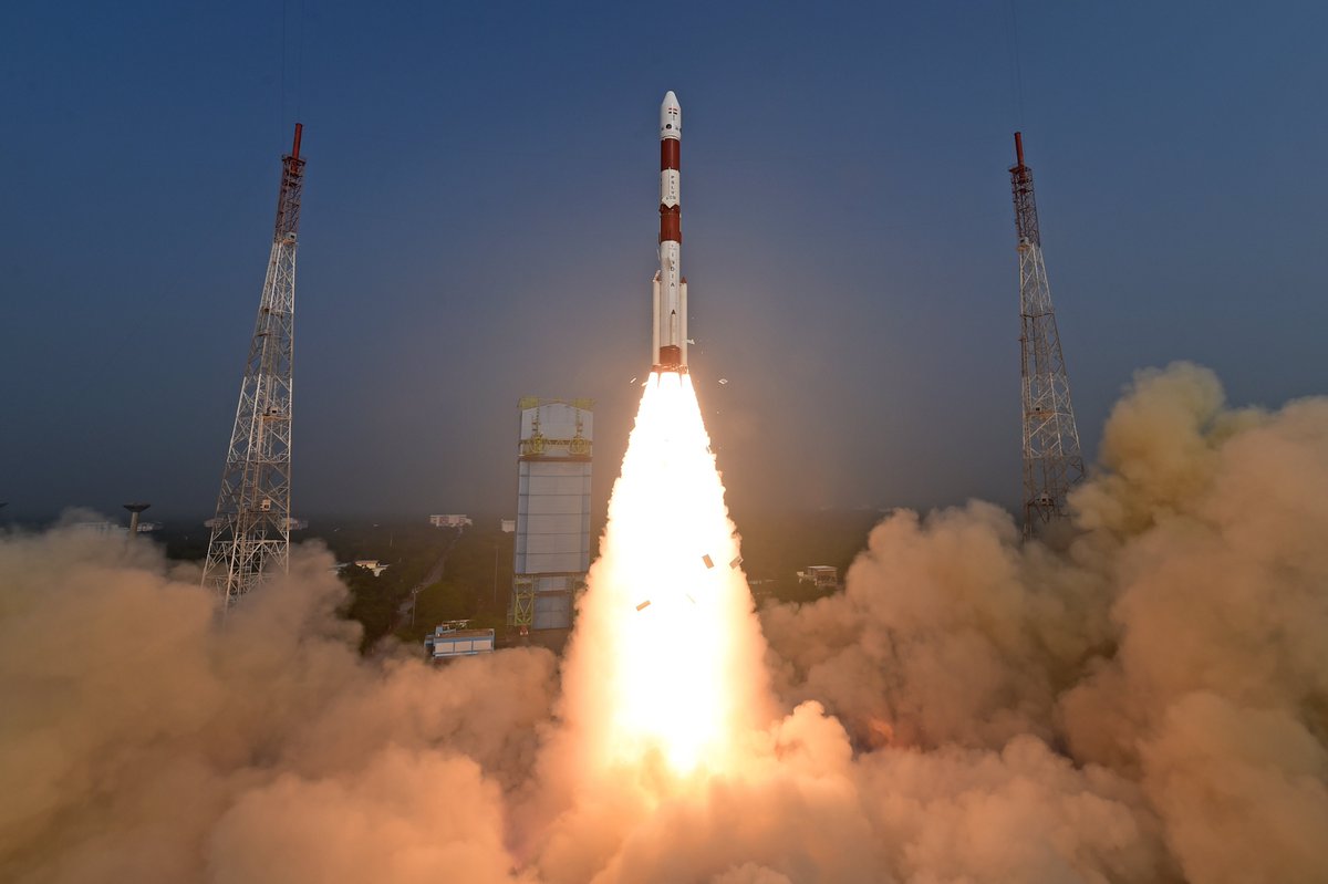 ANI's tweet photo. ISRO's PSLV-C58 XPoSat Mission | "Lift-off normal. XPoSat satellite is launched successfully. The POEM-3 is being scripted. XPoSat health is normal. Power generation has commenced." tweets ISRO https://t.co/CZBEHseTZD