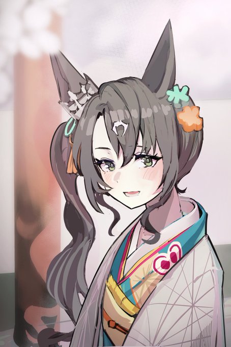 「ふふふ、今年もよろしくね♡」  筆ならしで描き初めサトノクラウンrkgk