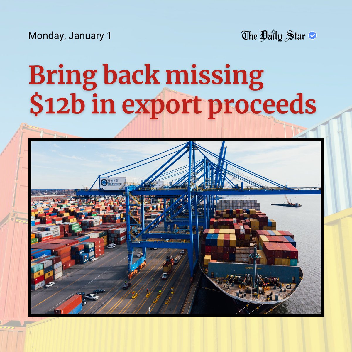 dailystarnews's tweet photo. The government should take steps to bring back the $12 billion in export earnings that went missing from the overall export proceeds of fiscal 2022-23, according to a noted #economist.
Read more: https://t.co/sSlnQhx5Et
#exportearning #economy #BusinessNews https://t.co/OE8DP3ChNT
