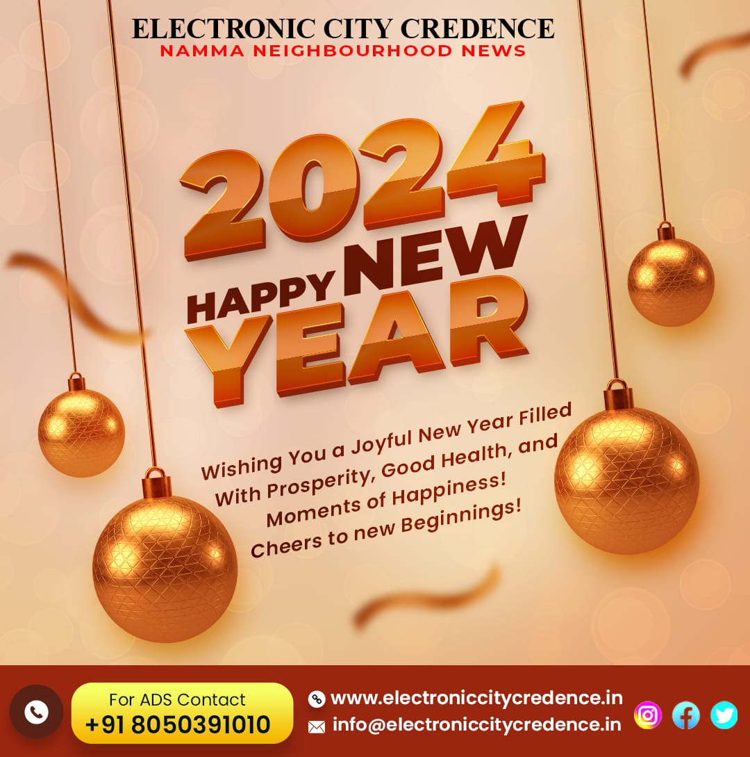 ecitycredence's tweet image. May the canvas of 2024 be painted with moments of joy, success, and new beginnings. Wishing you a year filled with laughter, growth, and countless reasons to celebrate. Happy New Year! 🎉 #NewYear2024 #CheersToNewBeginnings🎉  #Ecity #Electroniccitycredence #Bengaluru