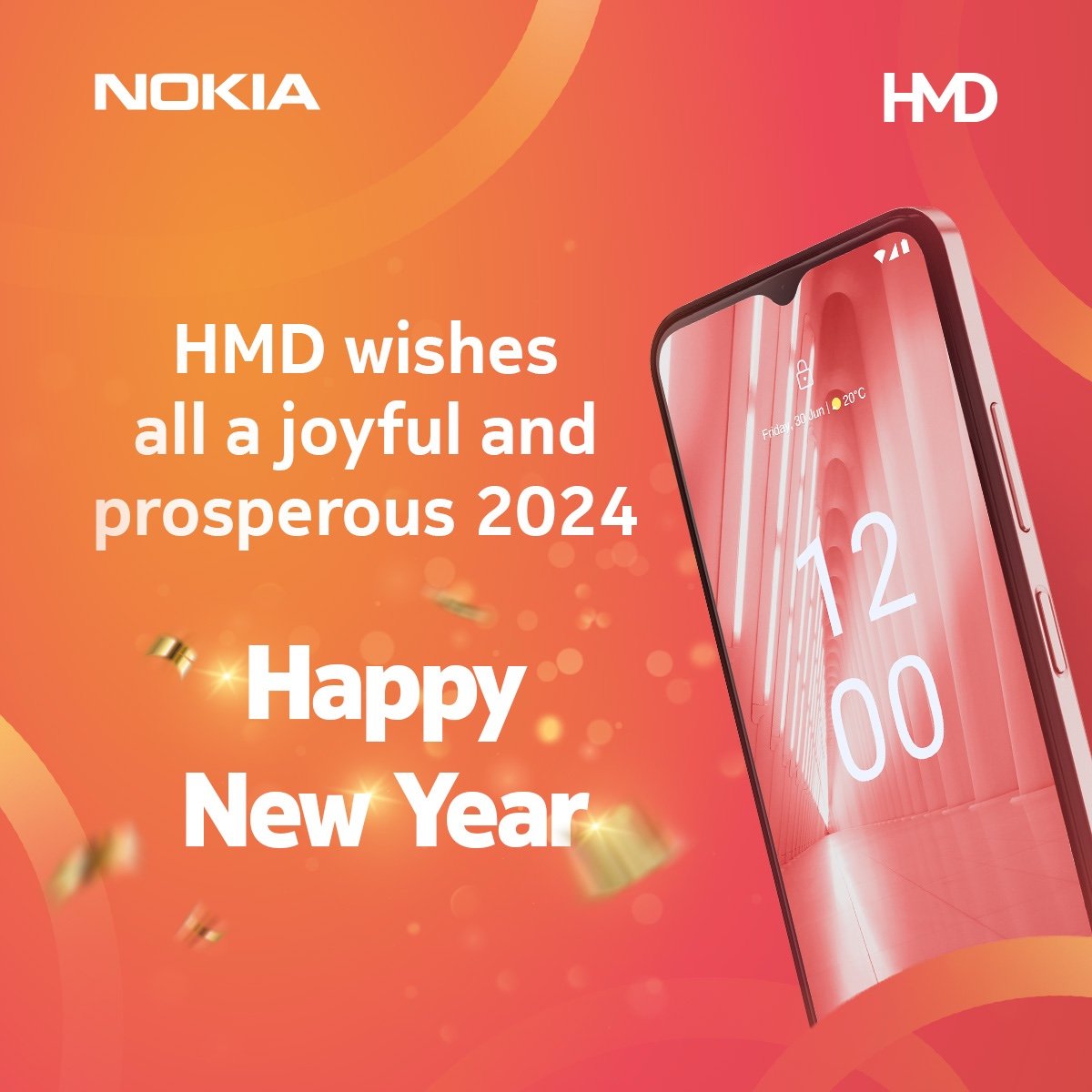 HMDdevicesIN's tweet photo. Swiping into a brand new year! Wishing a great 2024 ahead.
#Hello2024 #NewYearVibes #HMD #NokiaSmartphones https://t.co/noX9SBLw8B