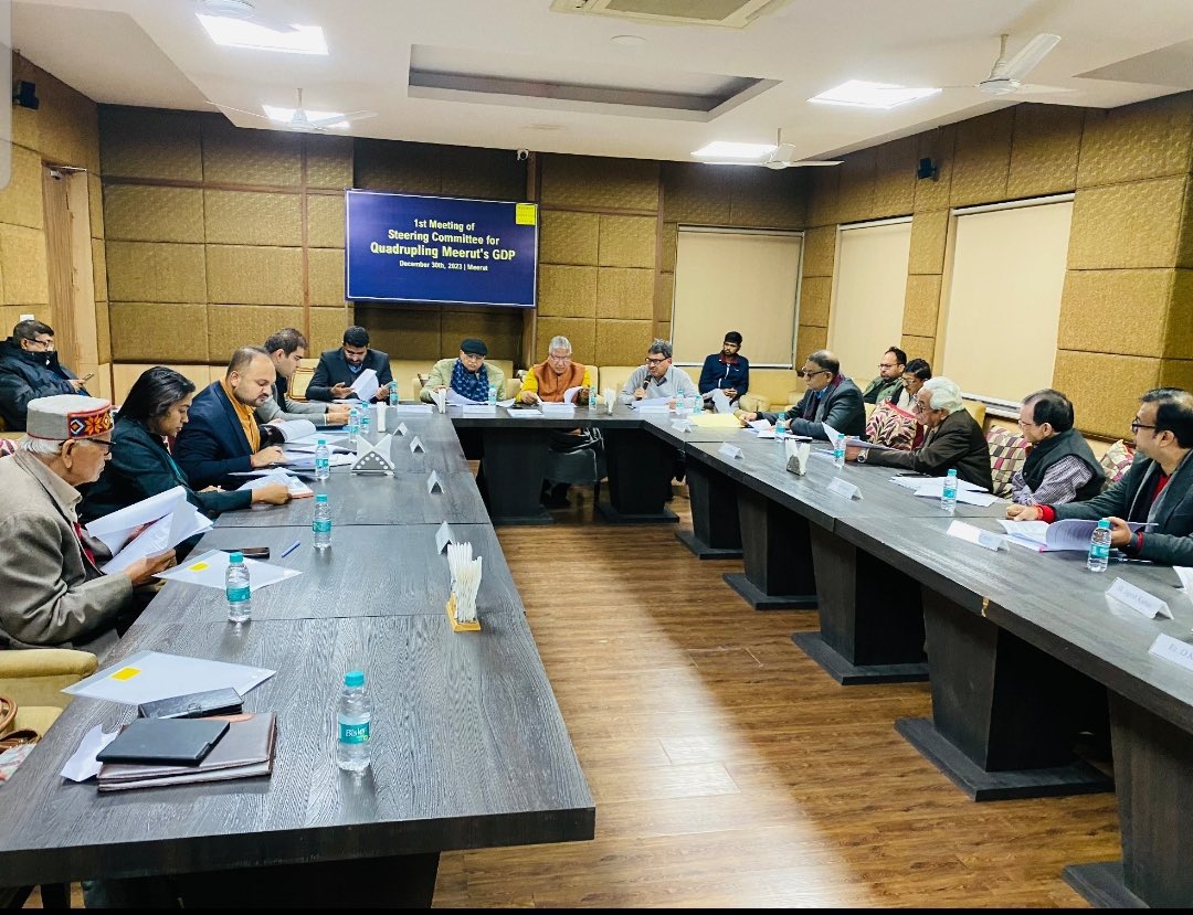 MeerutCitizens's tweet photo. 🚀 Steering Committee, led by @MP_Meerut activates the plan to quadruple #Meerut GDP in 4-5 years. Specialized working groups formed to tackle key aspects. Interactive Session w Clusters planned on Jan 11, 2024, promotes stakeholder engagement @myogiadityanath @PMOIndia https://t.co/YGi5atUFaJ