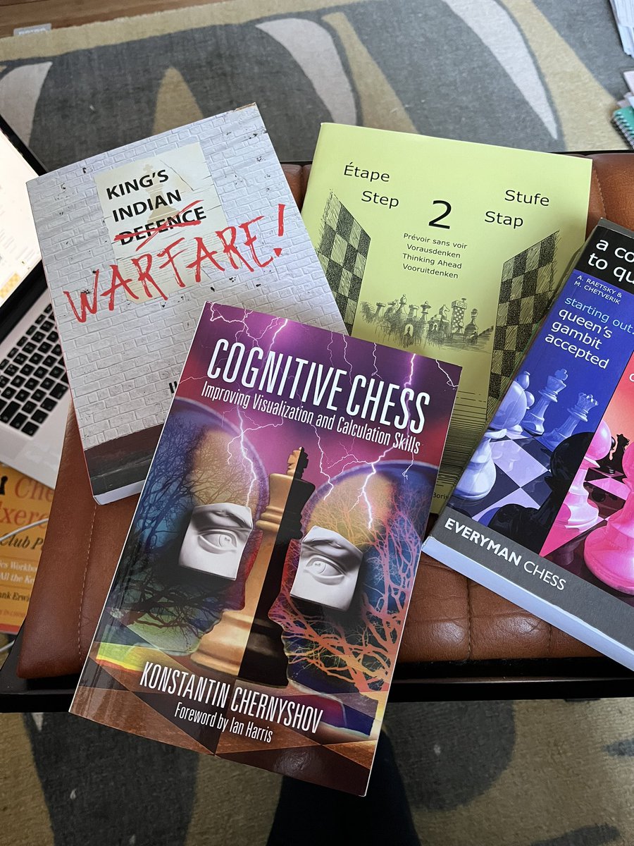 I began 2023 mostly ignoring chess, beyond playing with puzzles. Mid-year I broke my neck in a cycling accident &amp; decided to devote time to chess. So, 2024 begins with a plan (&amp; too many books!). Happy new year #chesspunks &amp; all
