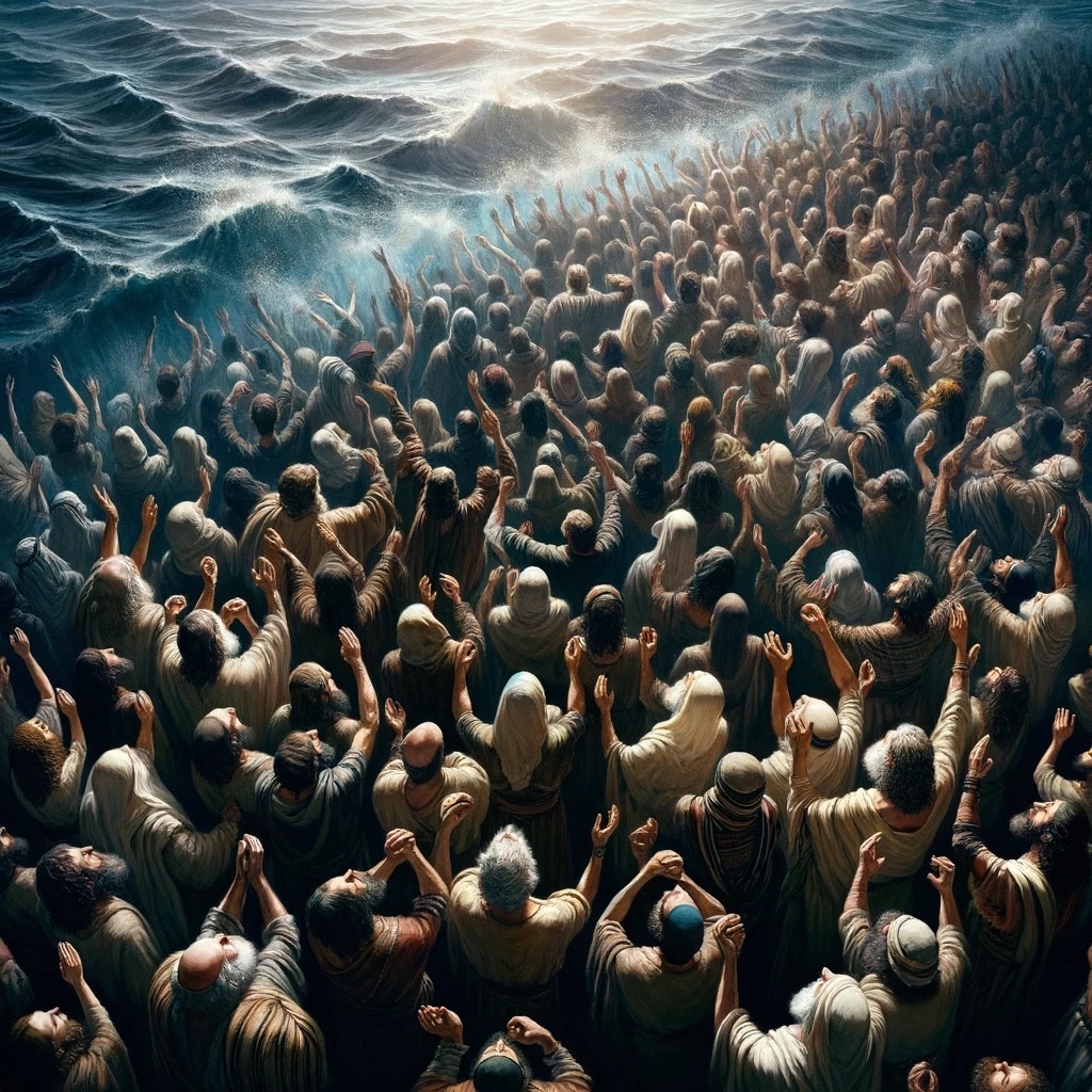 HilzFuld's tweet image. That’s it. We’re at the sea. There’s only one way forward and that’s if the sea is miraculously split. 

The Egyptians, the western world is creeping up on us with their chariots, their aid, and the pressure is intensifying. 

In front of us is the sea, our enemies, their
