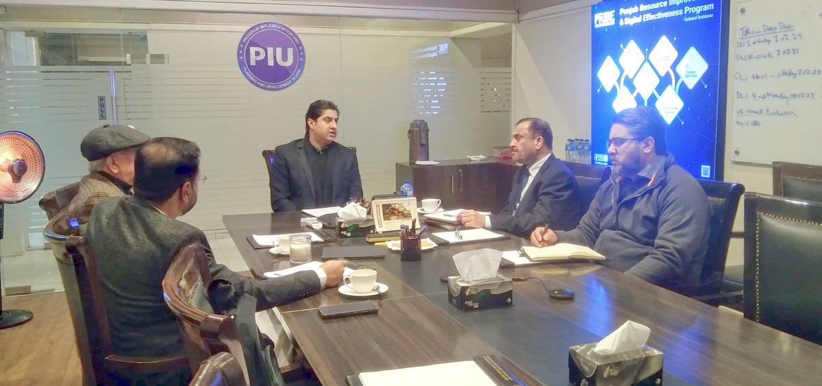 eodbpunjab's tweet photo. A review meeting was held on Public Investment Management support to Planning & Development Board (@PnD_Punjab) under #PRIDEProgram with Oxford Policy Management (@OPMglobal) team led by Dr. Shujaat Ali and Mr. Faisal Rashid.The meeting was convened to review the current progress of the consultants and propose a way forward.
The meeting was attended by Mr. Ali Jalal, Program Director PIU and Dr. Shahid Adil, Public Sector Specialist, PSU P&D Board and Mr. Hassan Tariq, M&E specialist, PIU, P&D Board.