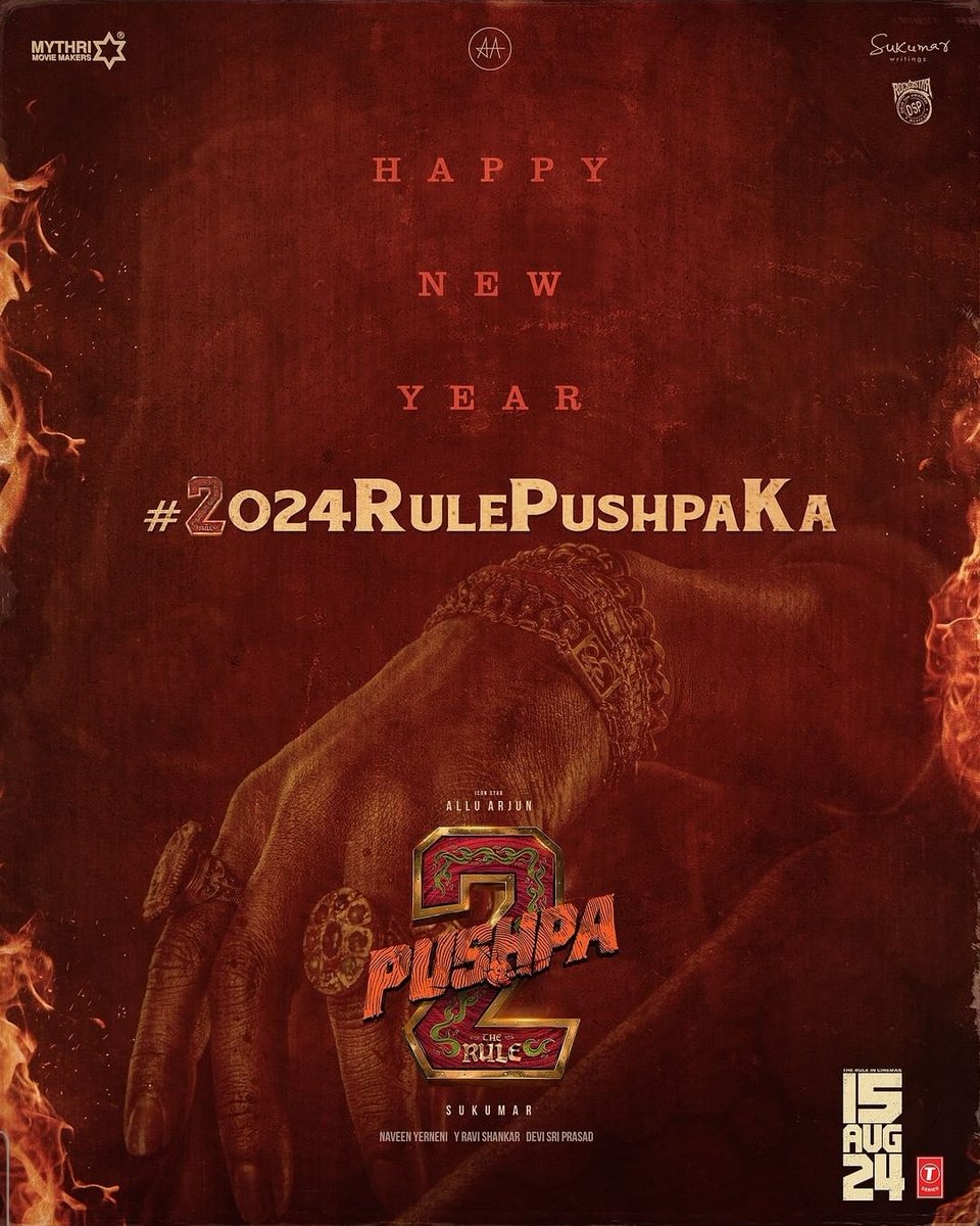 akaafa_team's tweet photo. #2024RULEPUSHPAKA

We Wish you a Happy New Year to everyone..

#Pushpa2TheRule @alluarjun https://t.co/lbB6GhgLQq