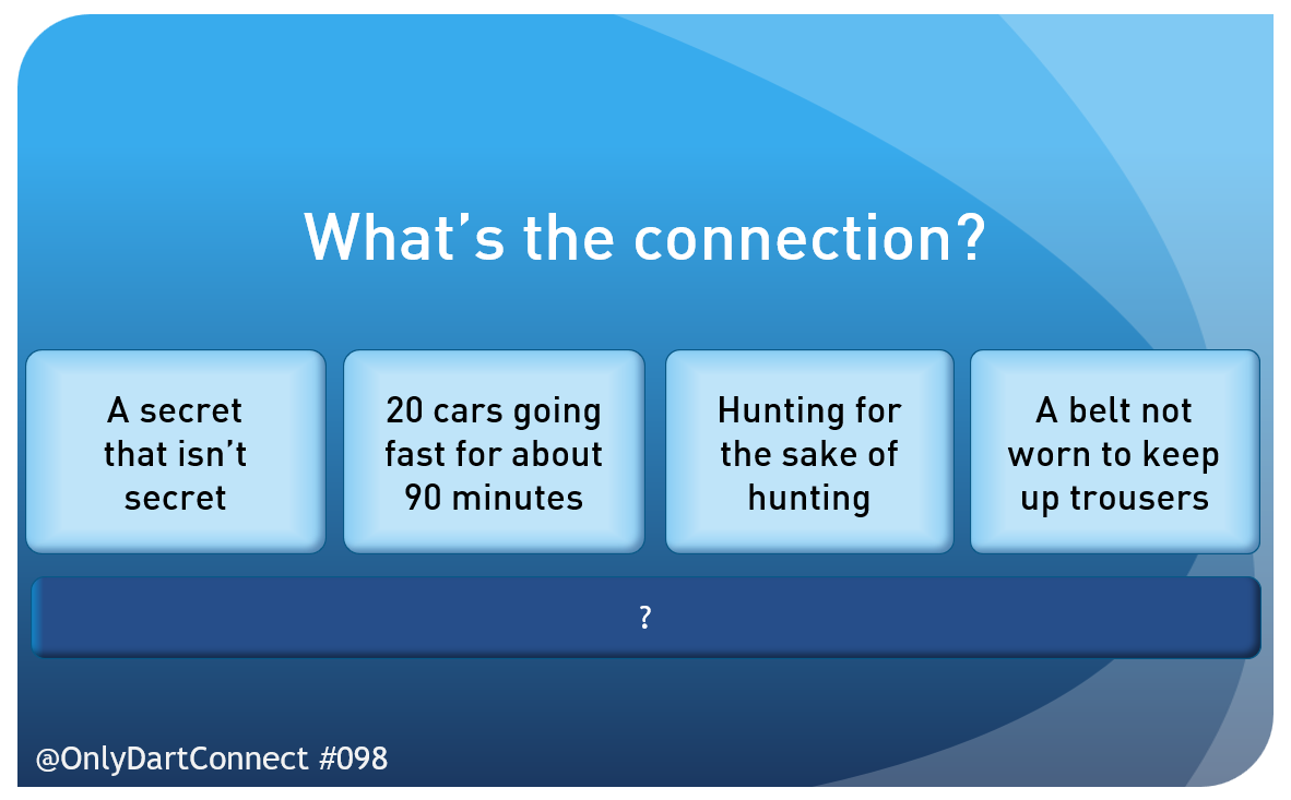 OnlyDartConnect's tweet photo. ONLY DARTCONNECT #098 - Connection

What is the darting connection between these four clues?

Quote with your answer!

(Likes/RTs appreciated!) https://t.co/BmH1CG887e