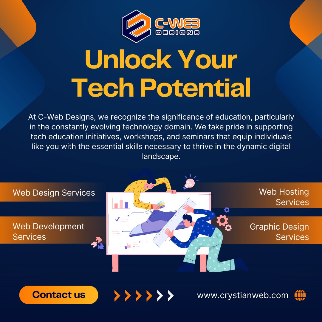 At C-Web Designs, we understand the power of education, especially in the ever-evolving realm of technology. 📚✨ 

🔗 Connect with us:
📞 Call us: (609) 910-2293
📧 Email: support@crystianweb.com
🌐 Website: crystianweb.com
.
.
#TechEducation #CWebDesigns #DigitalSkills