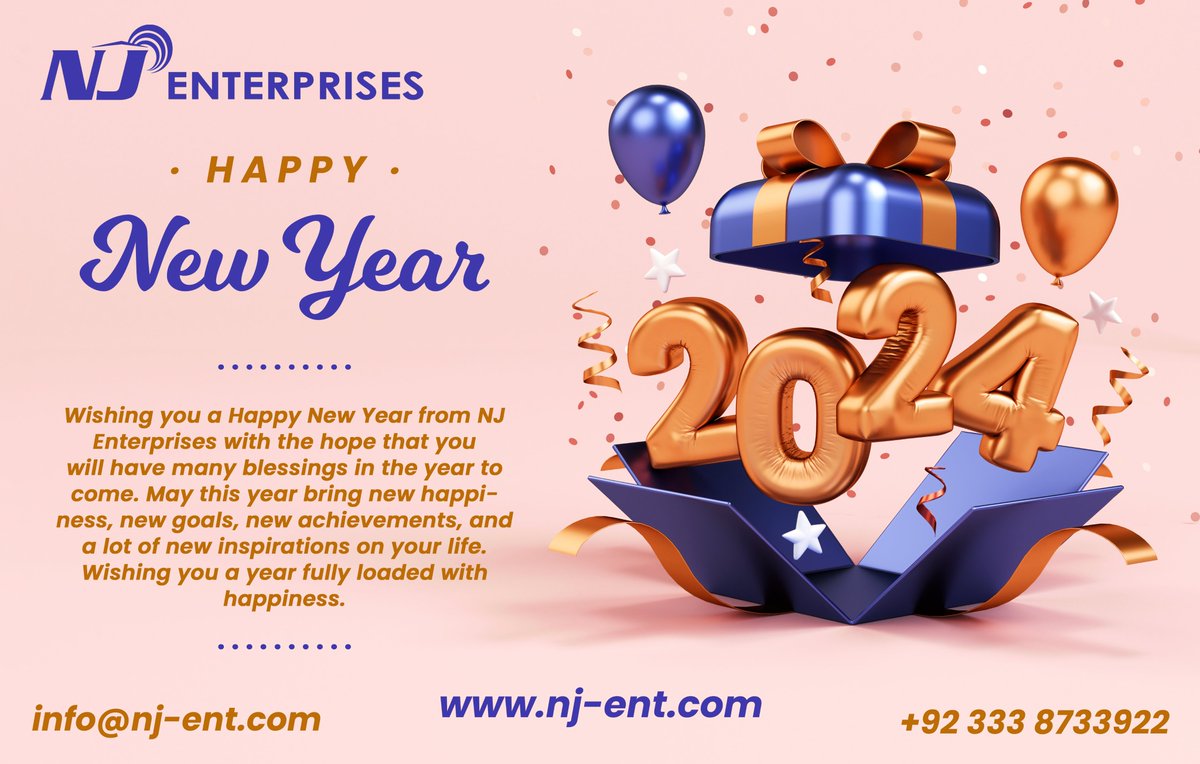 Wishing you a Happy New Year from NJ Enterprises! May 2024 be filled with countless blessings and opportunities. May this year unfold new joy, fresh goals, remarkable achievements, and abundant inspiration in your life's journey.

#newyear | #happynewyear | #happynewyear2024