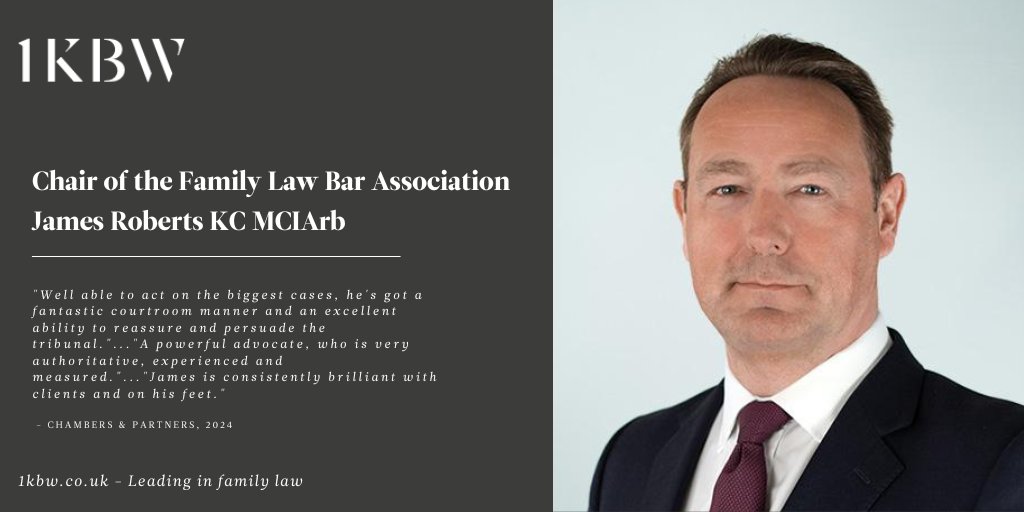 Congratulations to our Head of Chambers (Joint) @JamesRoberts_ KC MCIArb who today takes over as Chair of the Family Law Bar Association. We offer our warmest congratulations and wish him well in this important role.