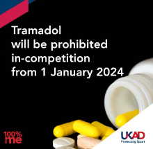 Athletes, you are responsible for what goes into your body. Stay aware of the latest  
change regarding tramadol on the WADA 2024 Prohibited List. From today (1 January 2024), tramadol will be banned in-competition