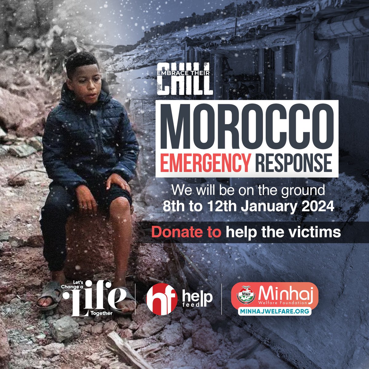😞💔On September 8, Morocco was shaken to its core by a devastating 6.8 magnitude earthquake, claiming lives and 🤕 leaving more in critical condition.
Donate to ensure crucial aid reaches the survivors

🔗minhajwelfare.org/donate/causes/…

#MWF #Morocco #MoroccoEarthquake #EmergencyRelief