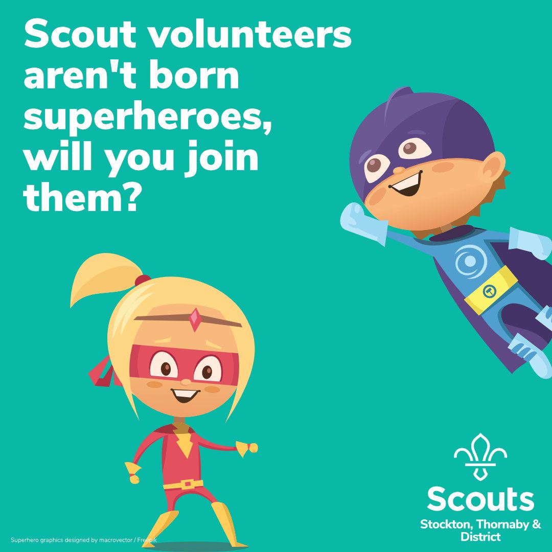 StocktonScouts's tweet photo. Why not make a difference in your community with your New Year resolution and join our band of regular superheroes.

Everyone started off as ordinary people just like you and became heroes to our young people by simply giving it a go. 

#Scouts #NewYear #Volunteer #SkillsForLife https://t.co/iZt7dx1HMa