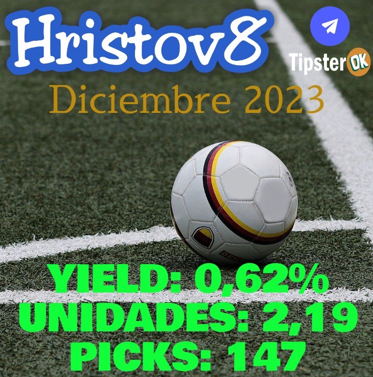 🟦Hristov8🟦
✅DICIEMBRE 2023
✅Terminamos el año sumando otro mes más, esta vez 2,19 unidades 
✅Yield: 0,62%
✅Unidades: 2,19 <a href="/Tipster_OK/">Tipster_OK</a>!
🖋️Picks: 147

📲Entrar a nuestro grupo en Telegram Tipster OK: t.me/HristovFree