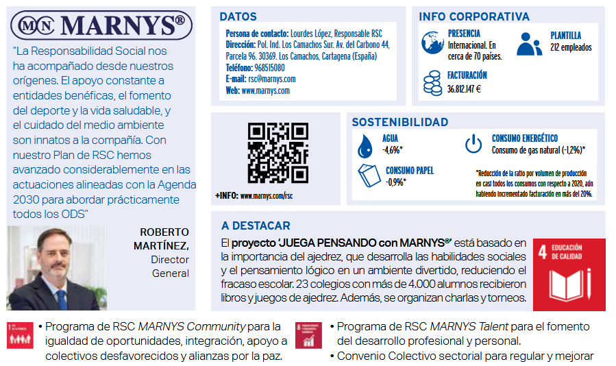 El programa de #RSC ‘MARNYS Community’ de @marnyscom ha sido creado para lograr la #igualdad de oportunidades, #integración, apoyo a colectivos desfavorecidos y #alianzas por la #paz. Más información en el #AnuarioCorresponsables2023 👉 bit.ly/3lEwsvO