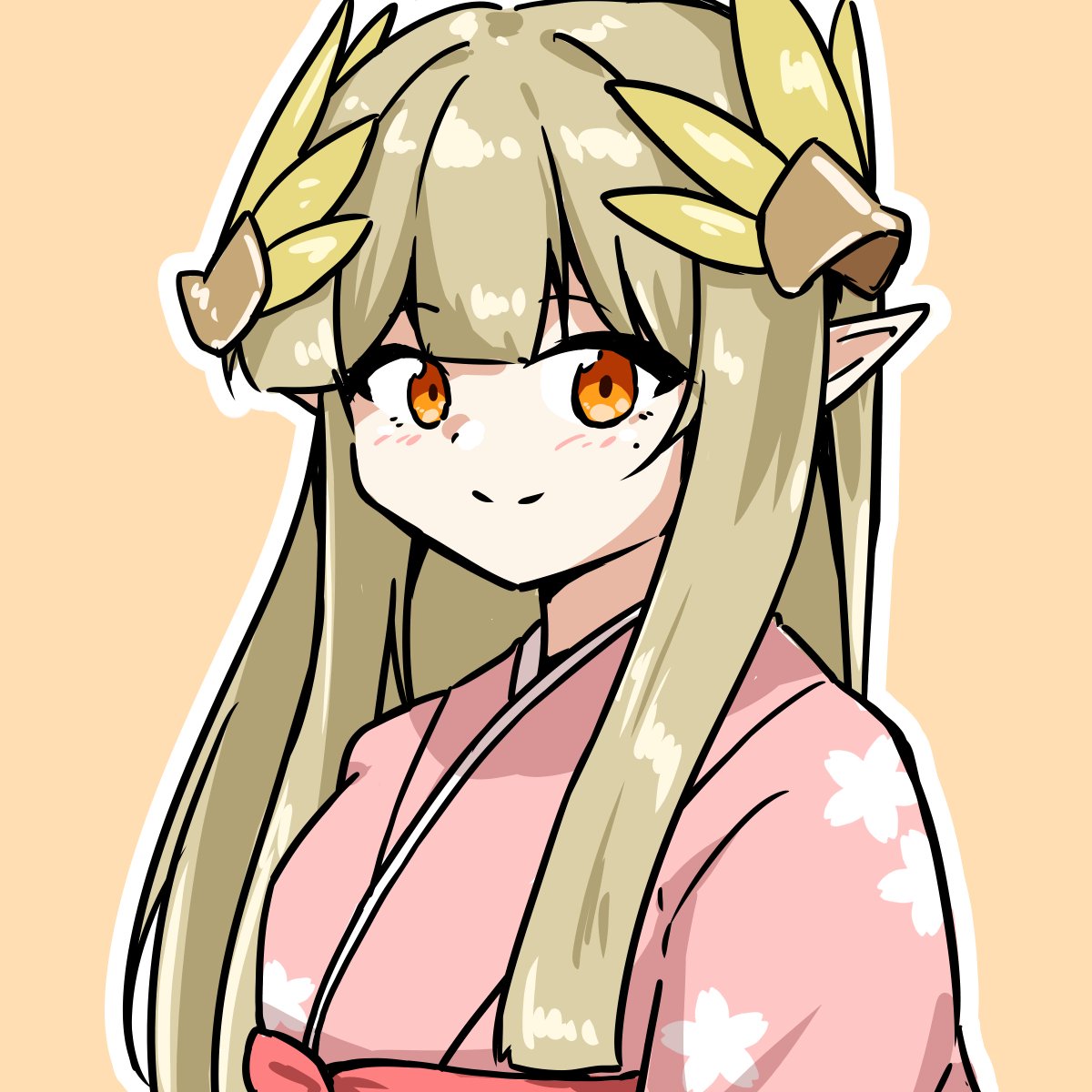 muelsyse (arknights) 1girl japanese clothes pointy ears kimono solo smile mole under eye  illustration images