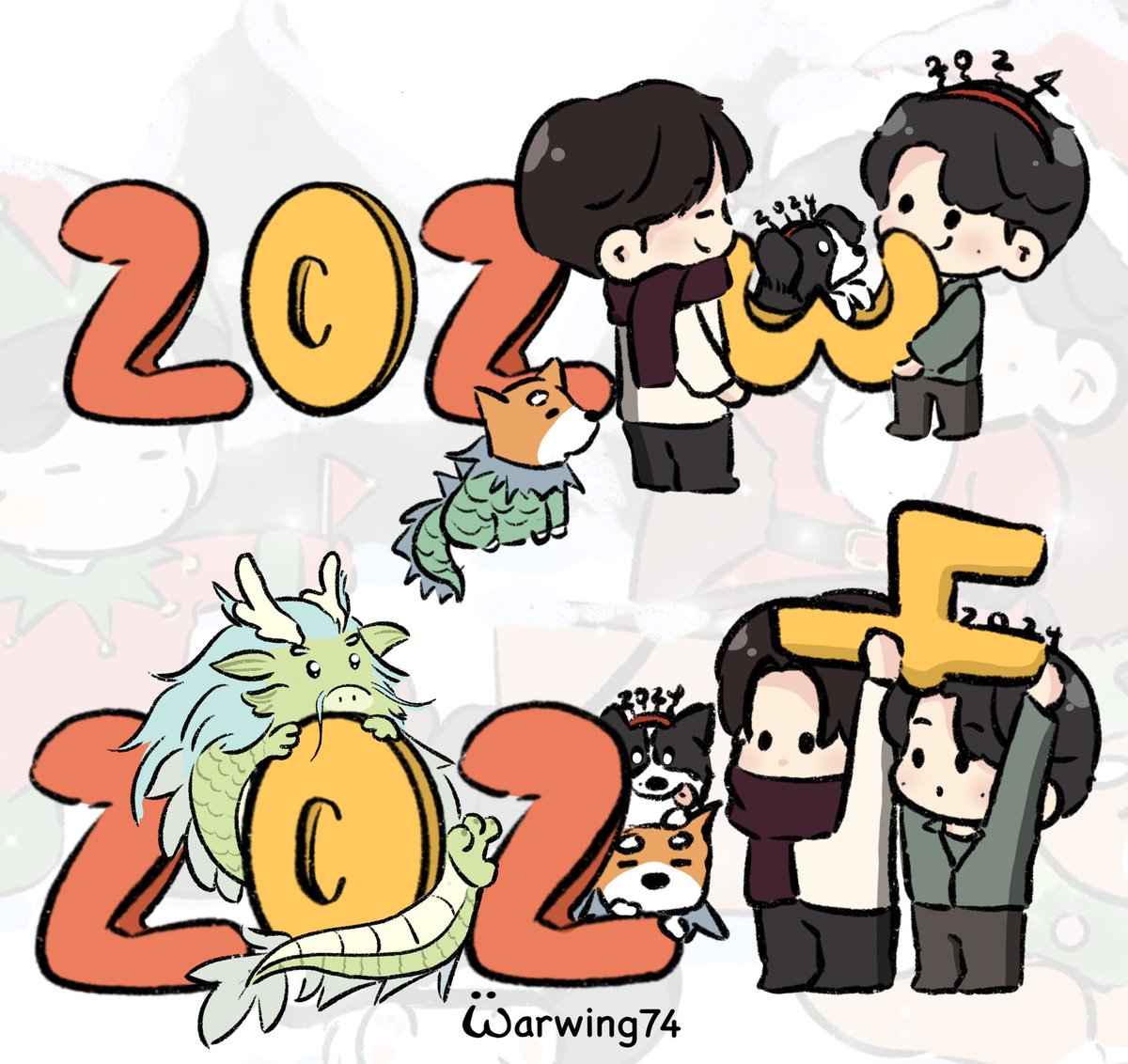 WarWing74's tweet photo. #StartingNewyearwithYW
#yinwarfanart 
#warwanarat
#yinyin_anw 

Bye bye 2023 
Hello 2024 🎉🐲 https://t.co/9YxYqhVNZg