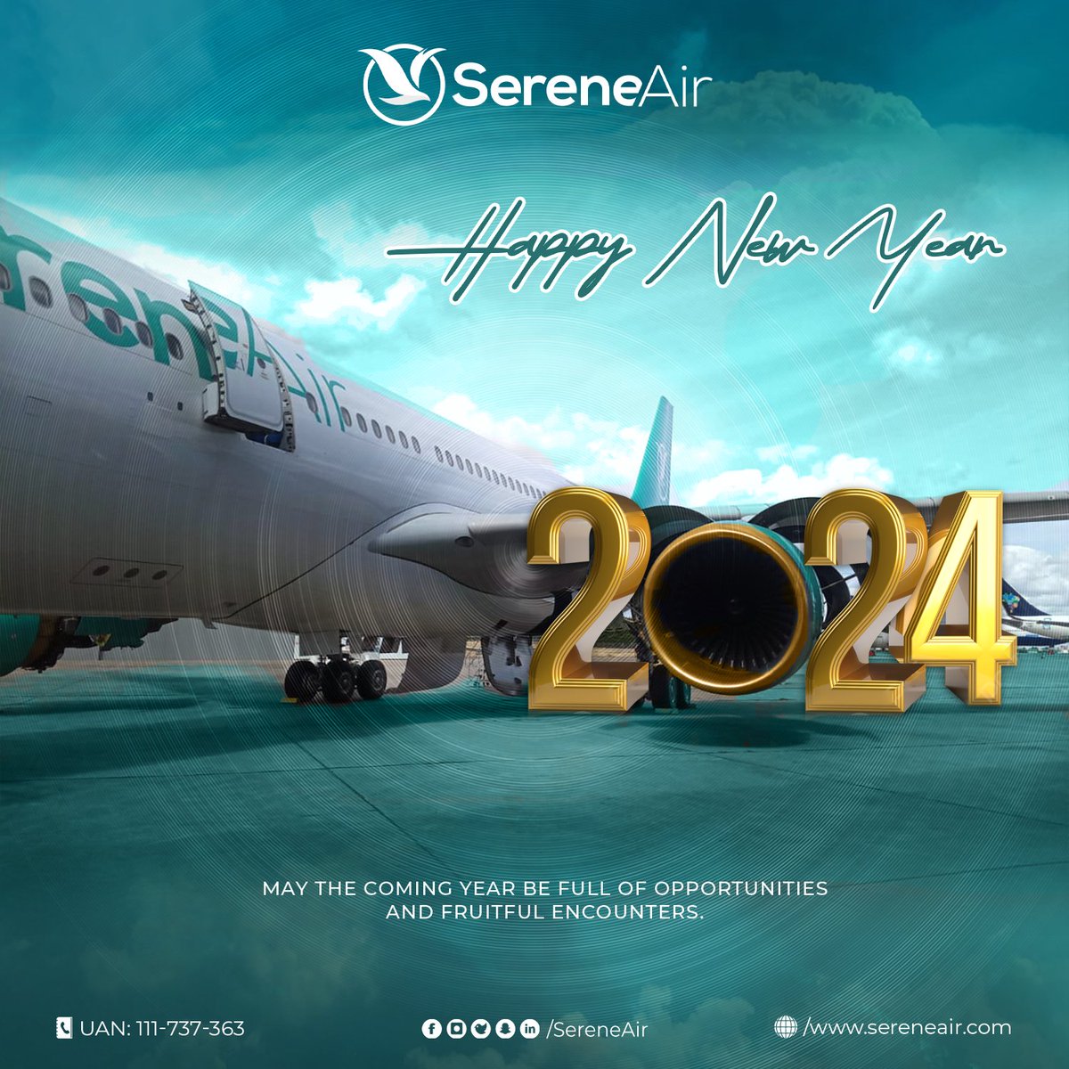 May this year be full of happiness, health &amp; prosperity.
#SereneAir wishes you all a very Happy New Year 2024.
#ExperienceSerenity