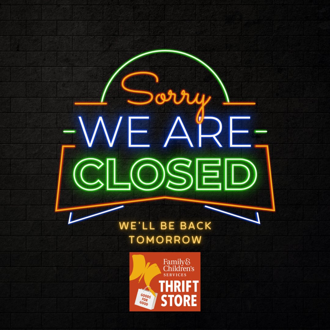 Happy New Year, customers! We appreciate your support and loyalty in 2023. You are awesome! Our store will be closed today to rest and recharge. We will be back at 10 a.m. tomorrow. Cheers to a new year and new opportunities! #fcsthrift #retail #holidays #shopping #Tulsa