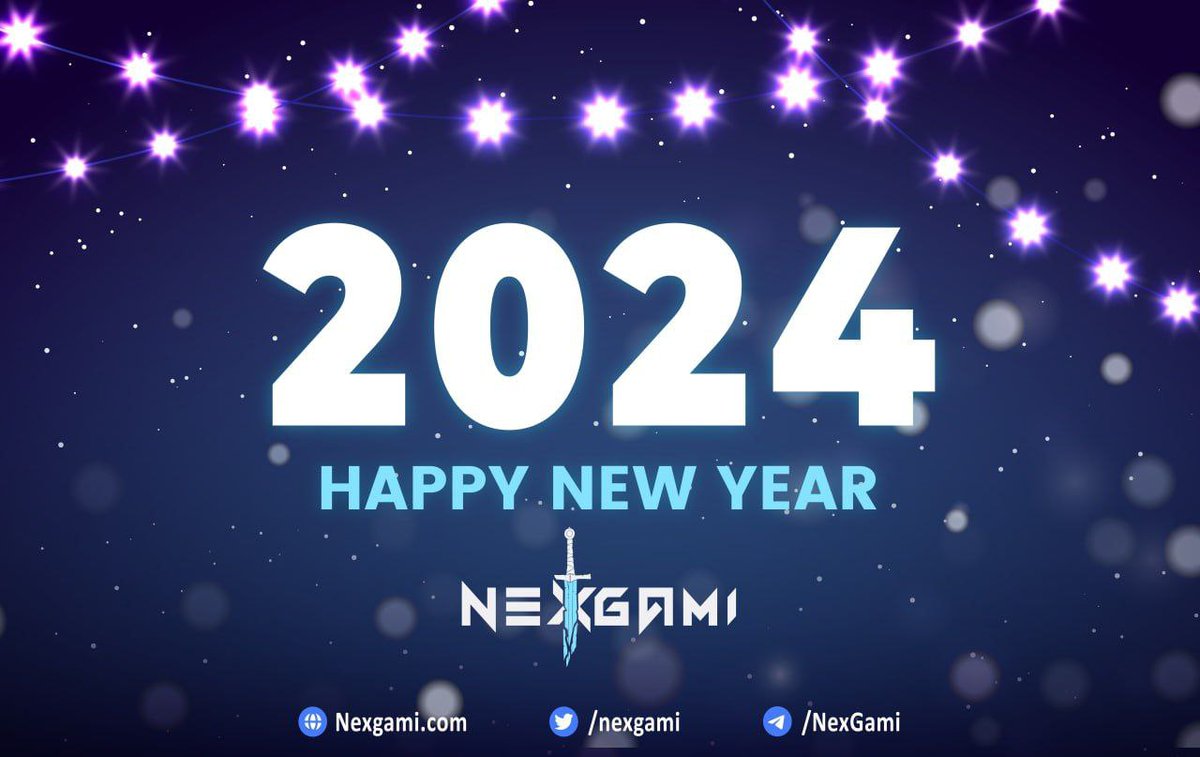 🎊 Happy New Year, NexGami Community! 

✨ Here's to another year of thrilling adventures, epic battles, and endless fun in the gaming universe! 

📨 What's coming in 2024?

- TGE
- IDO
- Listing 

🎮 Thank you for being part of our incredible journey. 🙌

🕹 May 2024 bring you