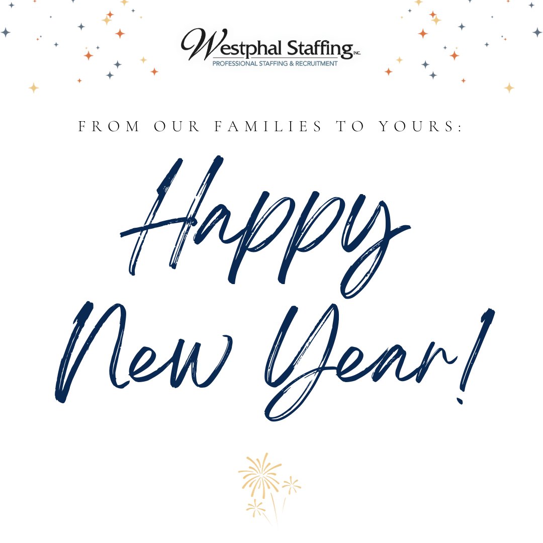 Happy New Year from Westphal Staffing! 🎉 Here's to unlocking new potentials, fostering meaningful connections, and achieving great milestones! 🚀

#Newyear #Happynewyears #2024 #newyearsgrowth #careergrowth #careersuccess #newyearssuccess #westphalstaffing #staffingfirm